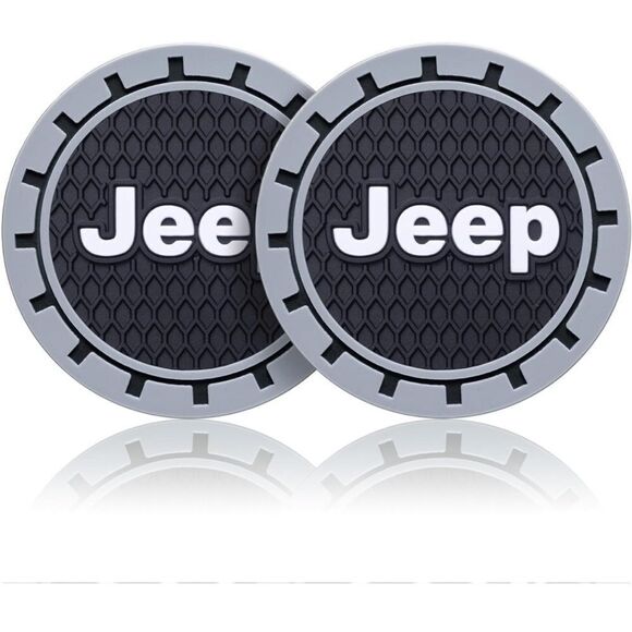 Jeep cup Coasters in black and gray Set of 2 NWT - Picture 3 of 7